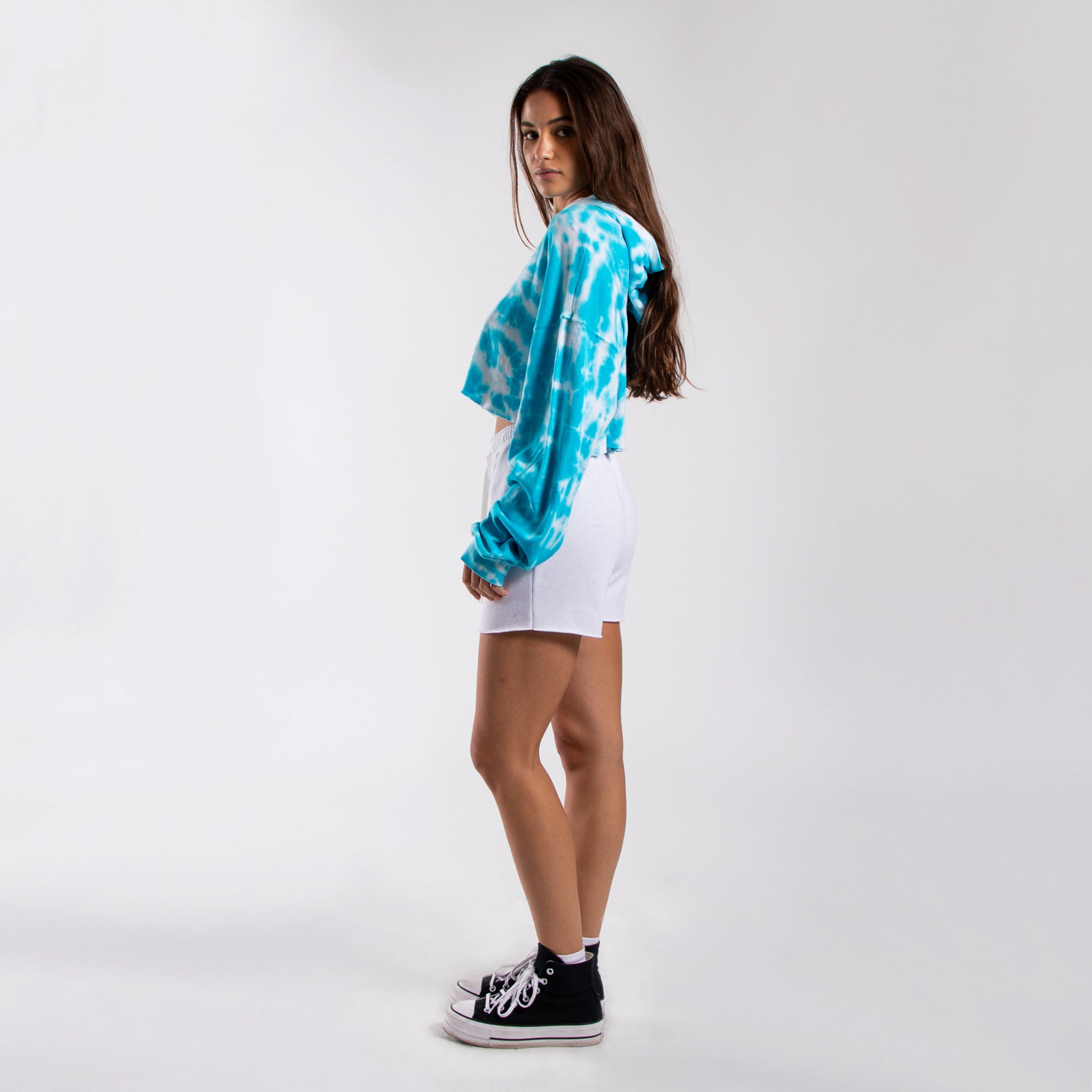 6036TD - Women's Cropped Tie Dye Hoodie