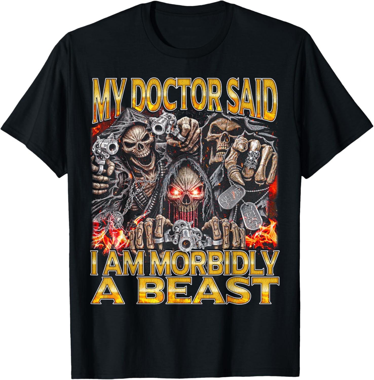 Morbidly a Beast - Edgy Skeleton Bootleg Hard Skeleton Meme T-Shirt