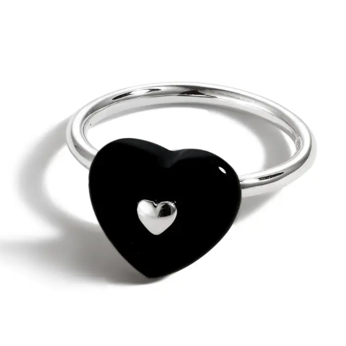 Black Heart Ring - Edgy Statement Ring | 925 Sterling Silver