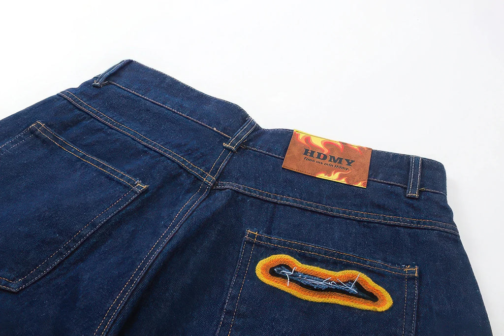 Flame Burnout Distressed Denim Shorts – Bold, Streetwear-Inspired Design