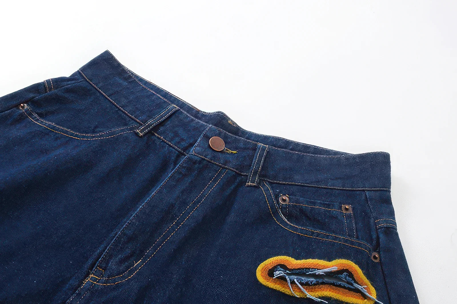 Flame Burnout Distressed Denim Shorts – Bold, Streetwear-Inspired Design