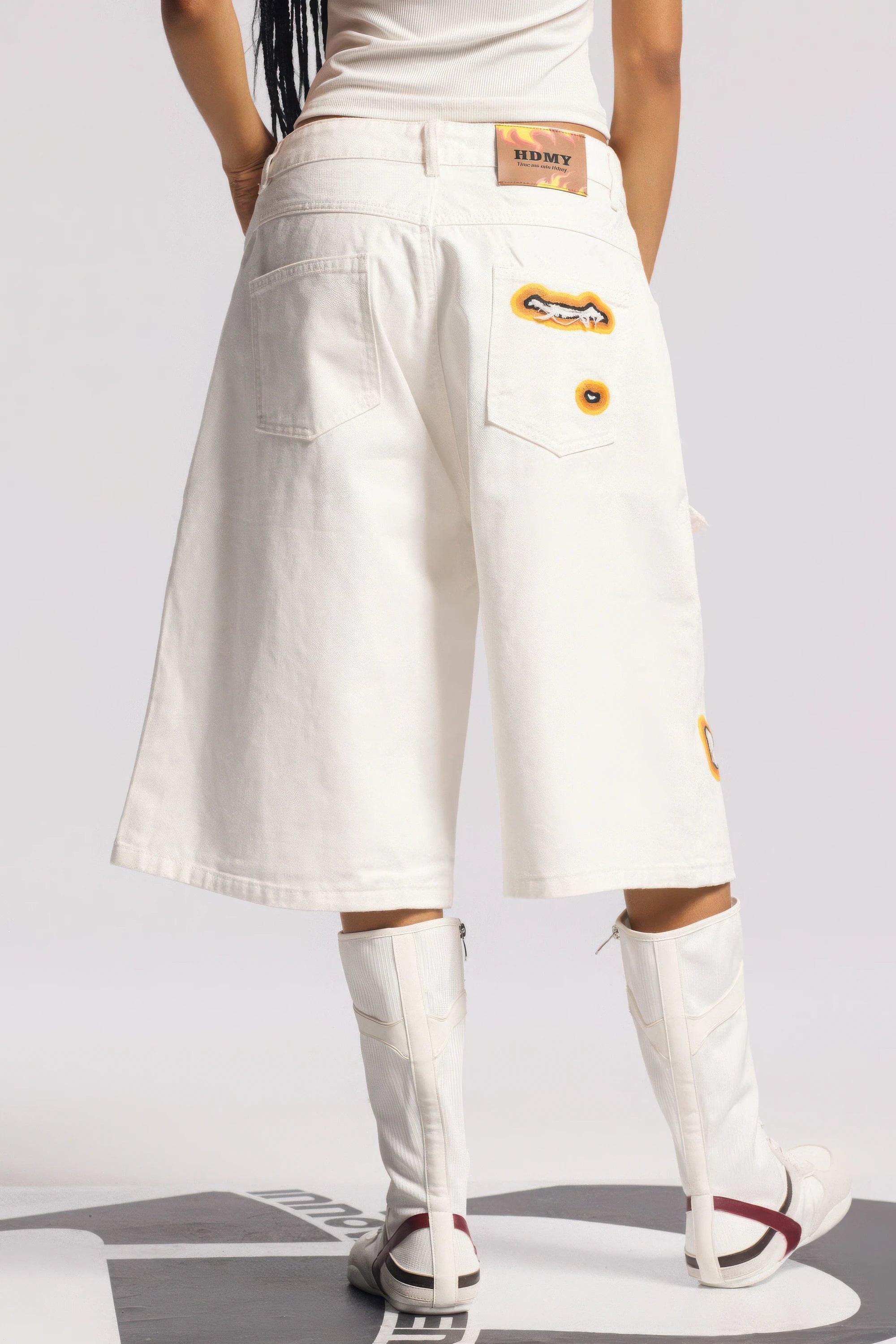 Flame Burnout Distressed Denim Shorts – Bold, Streetwear-Inspired Design