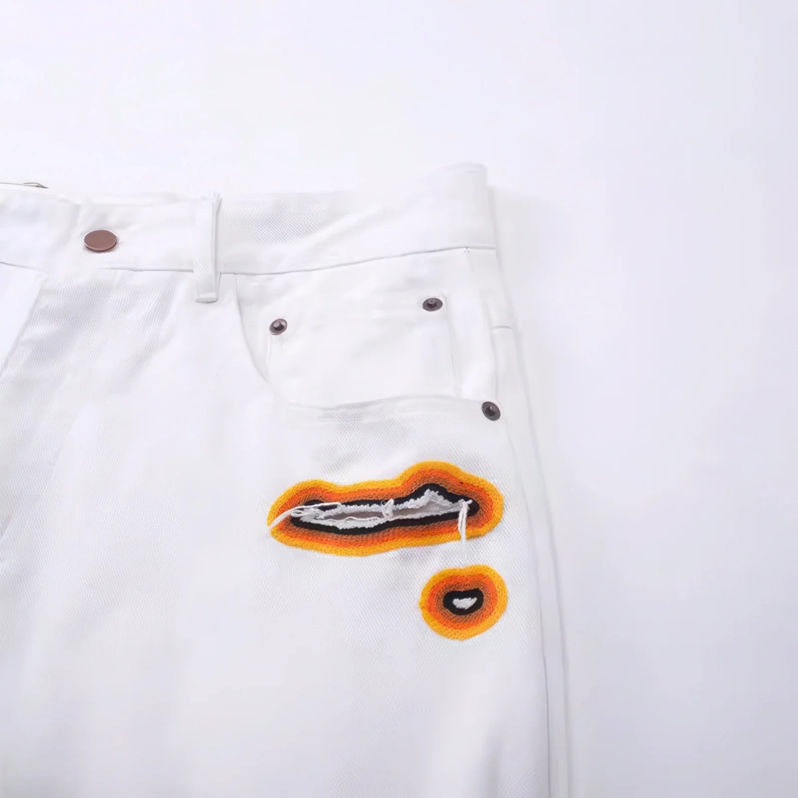 Flame Burnout Distressed Denim Jeans – Bold, Street Style Design