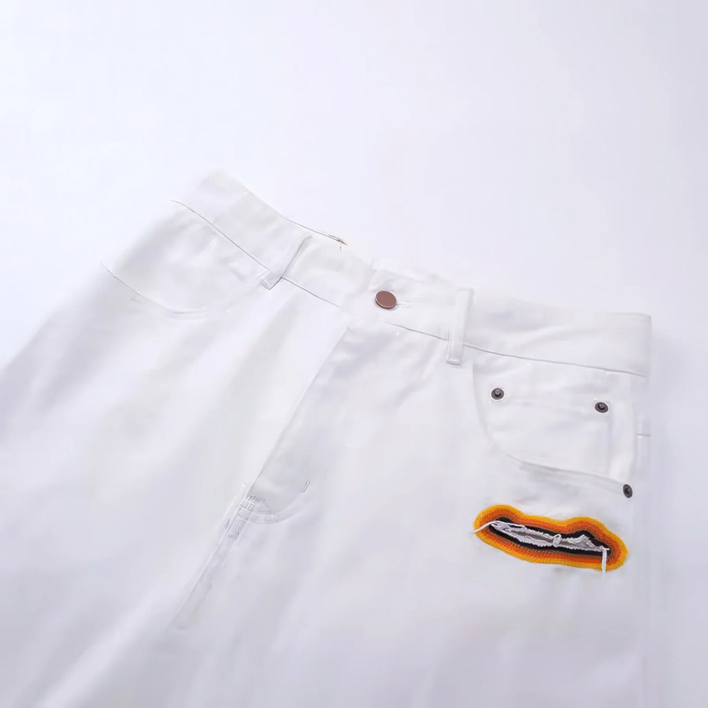 Flame Burnout Distressed Denim Jeans – Bold, Street Style Design