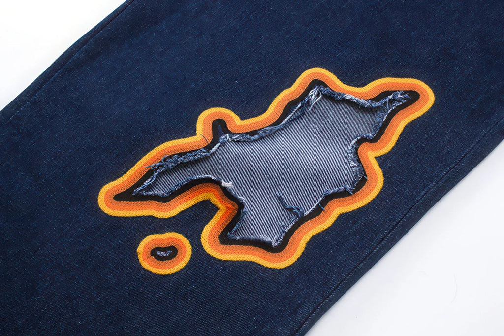 Flame Burnout Distressed Denim Jeans – Bold, Street Style Design