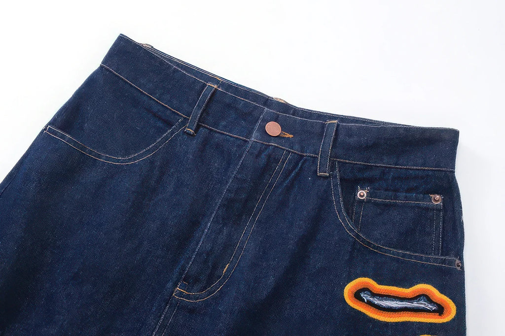 Flame Burnout Distressed Denim Jeans – Bold, Street Style Design