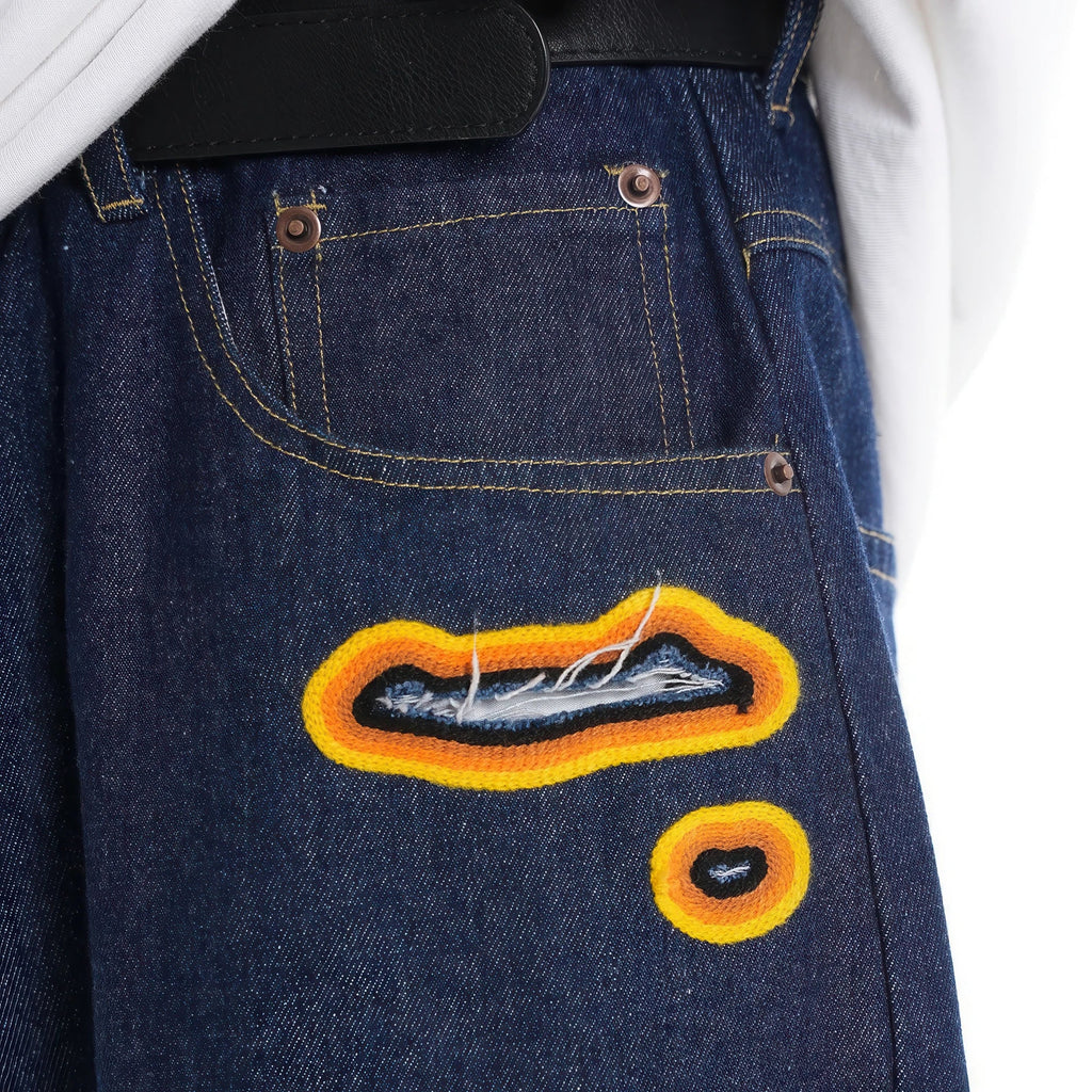 Flame Burnout Distressed Denim Jeans – Bold, Street Style Design