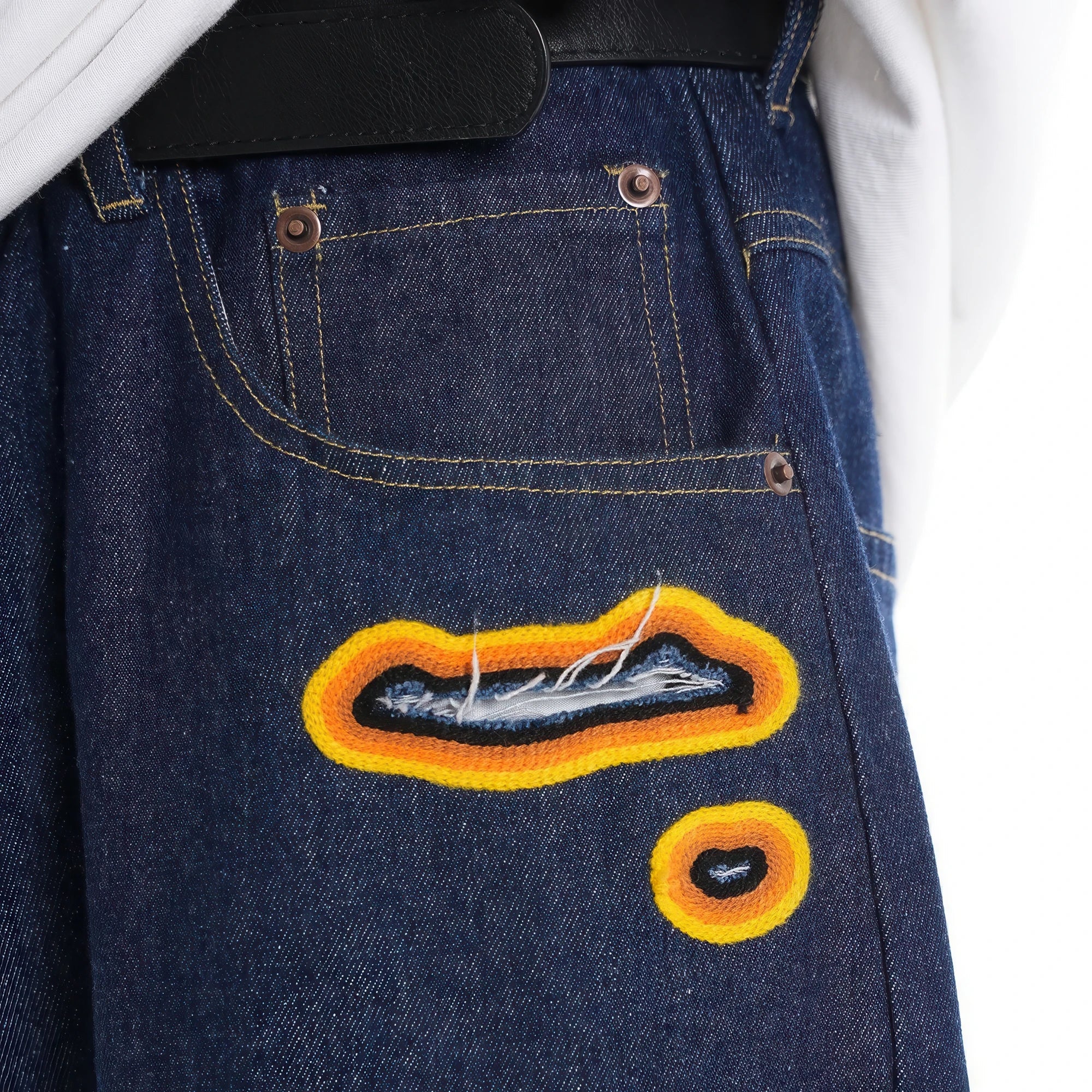 Flame Burnout Distressed Denim Jeans – Bold, Street Style Design