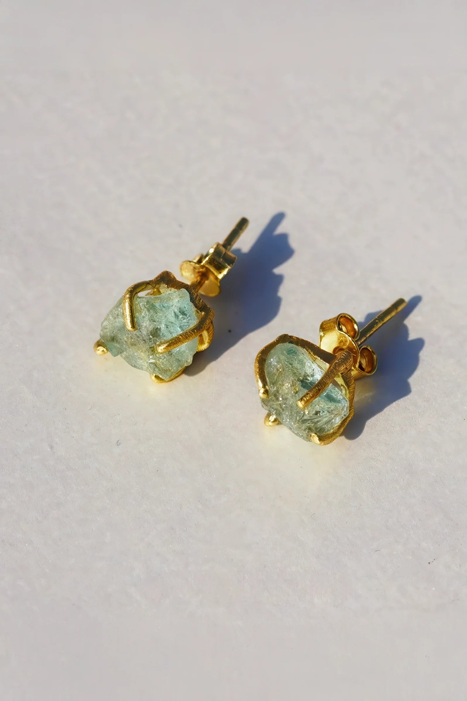 Raw Gemstone Stud Earrings Pair