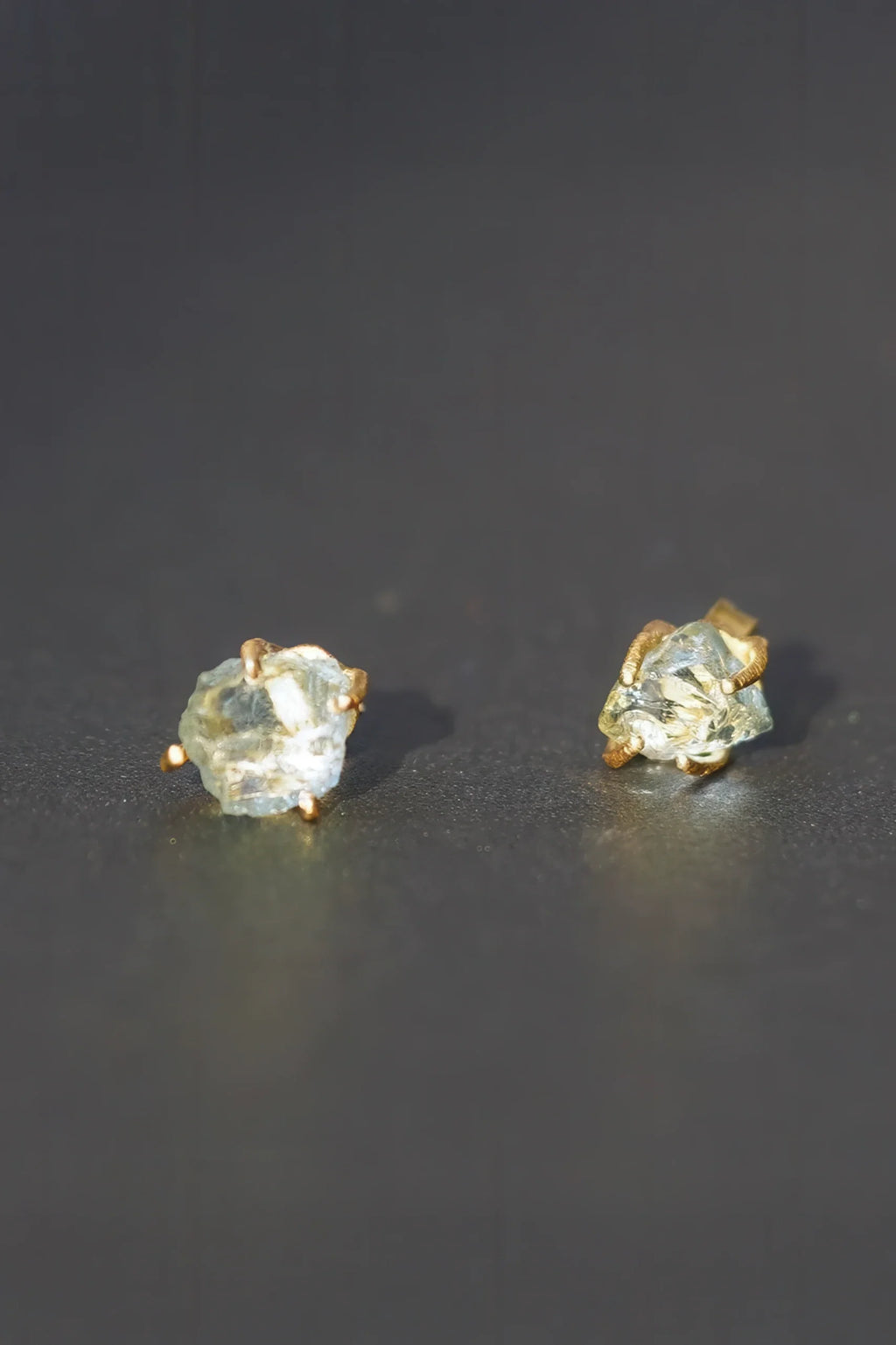 Raw Gemstone Stud Earrings Pair