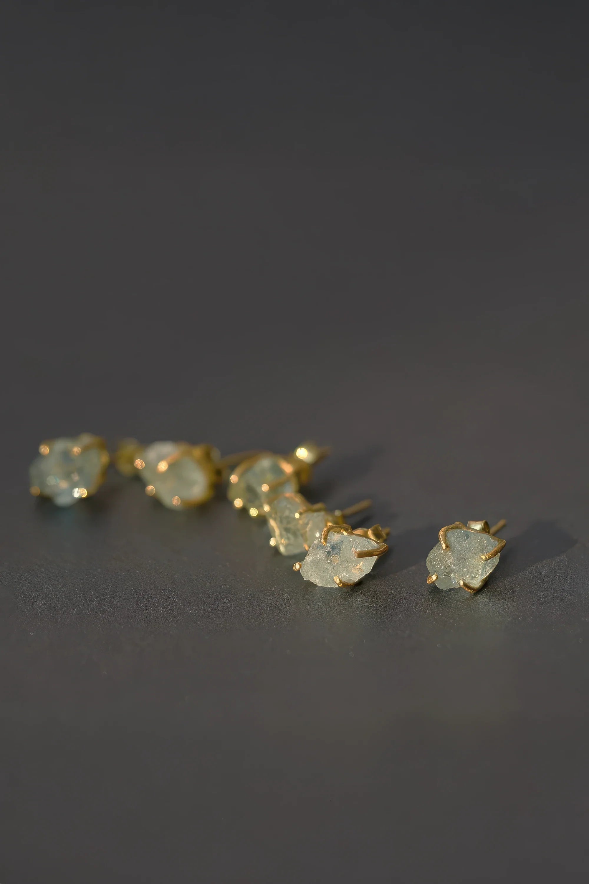 Raw Gemstone Stud Earrings Pair