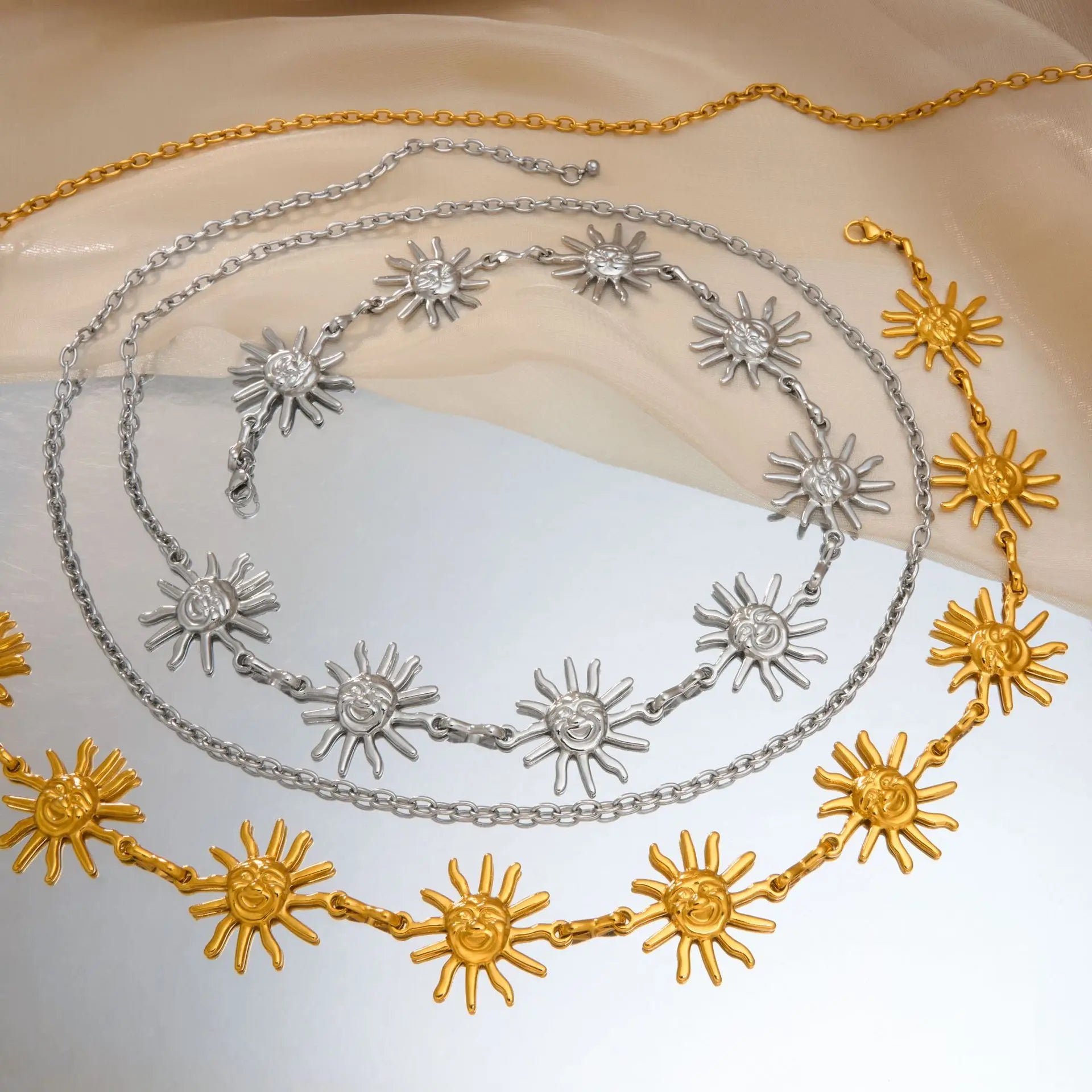 Sun Face Stainless Steel Belly Waist Chain Bikini Jewelry