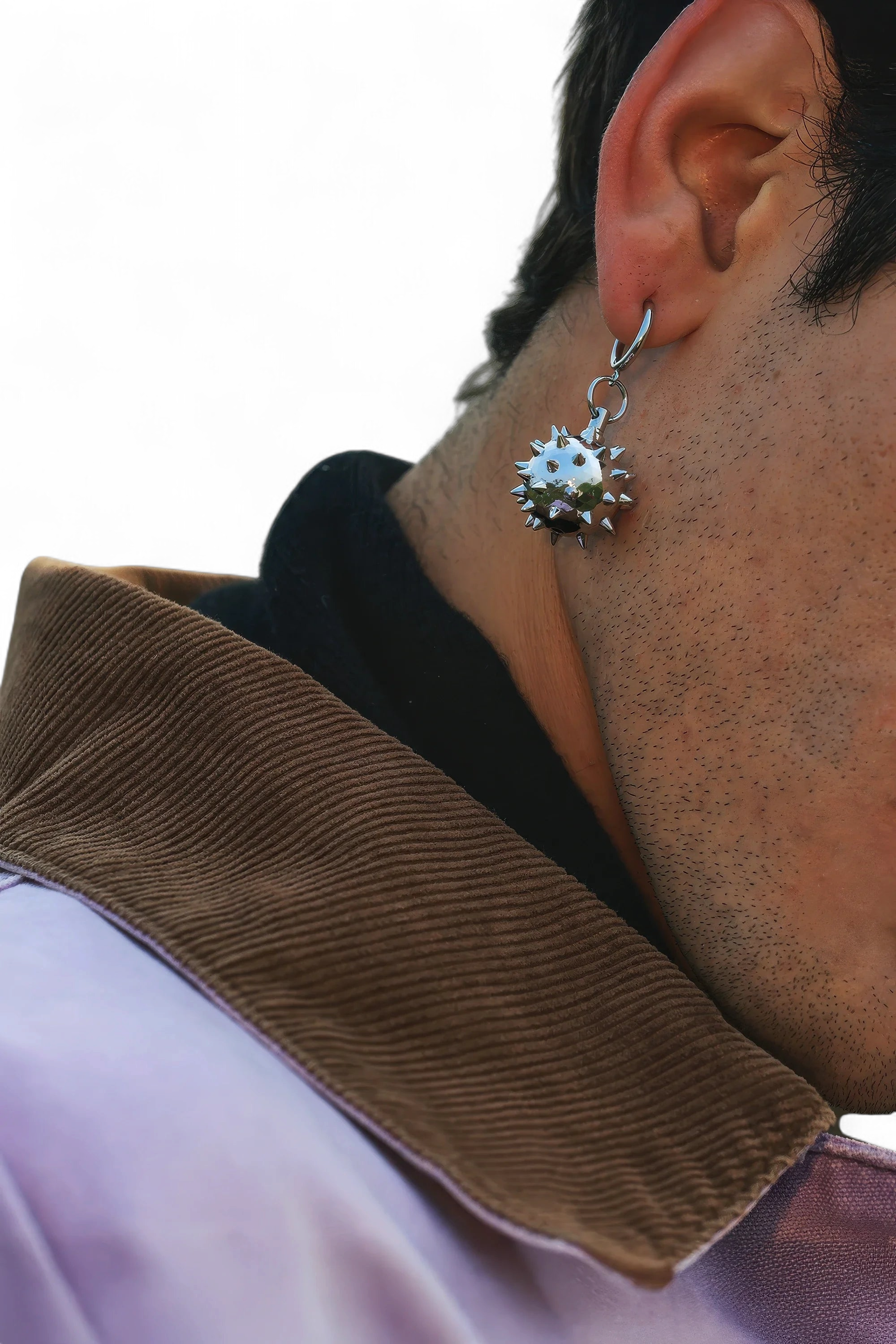 Warrior Chain Ball Earrings – Edgy & Unisex Statement Piece (Pair)