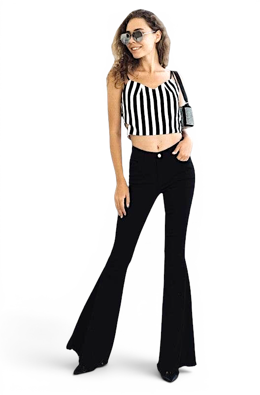 Black High Rise Flare Jeans