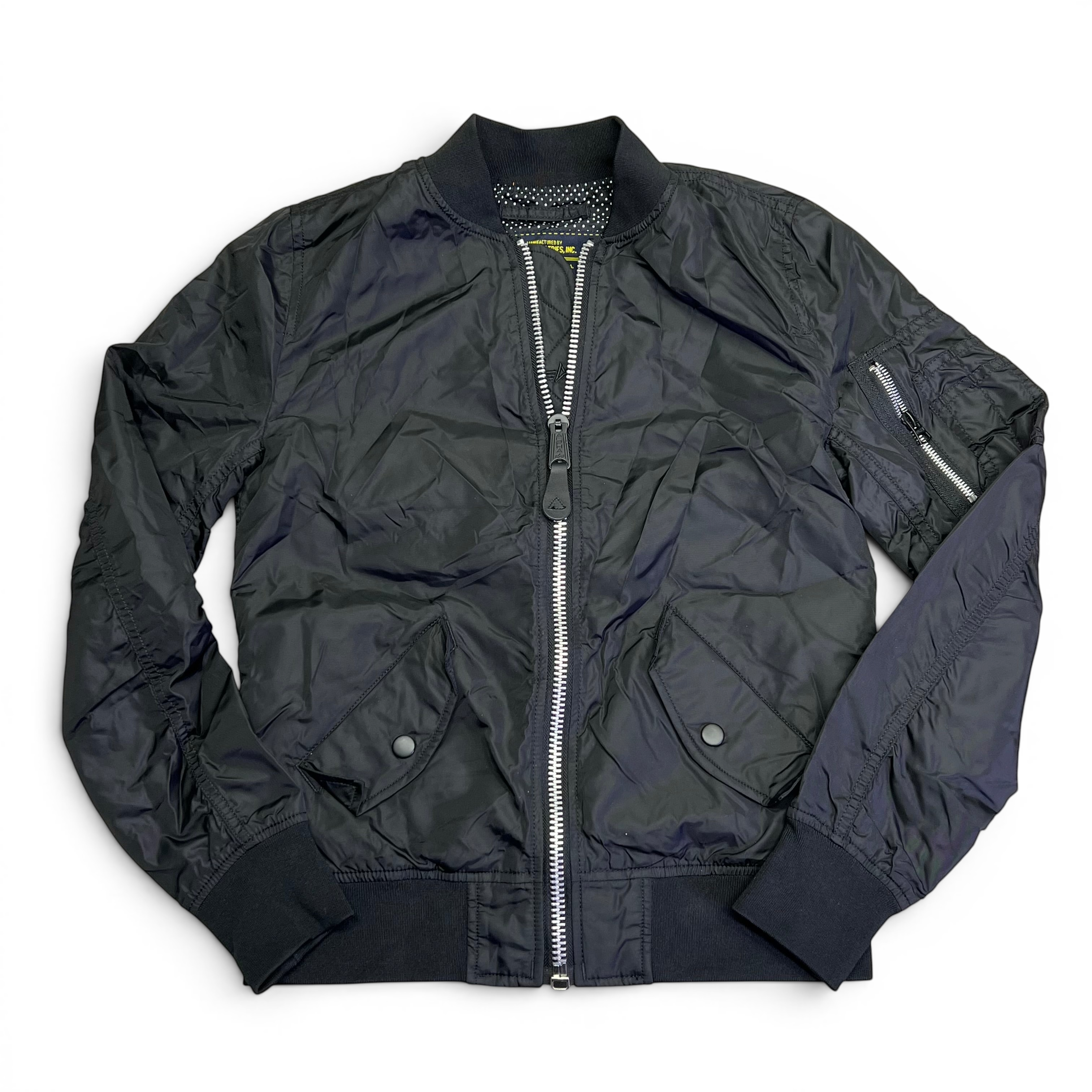 ALPHA INDUSTRIES  Bomber Jacket Orange Lined Unisex Sz XS Black (Pre-Owned)