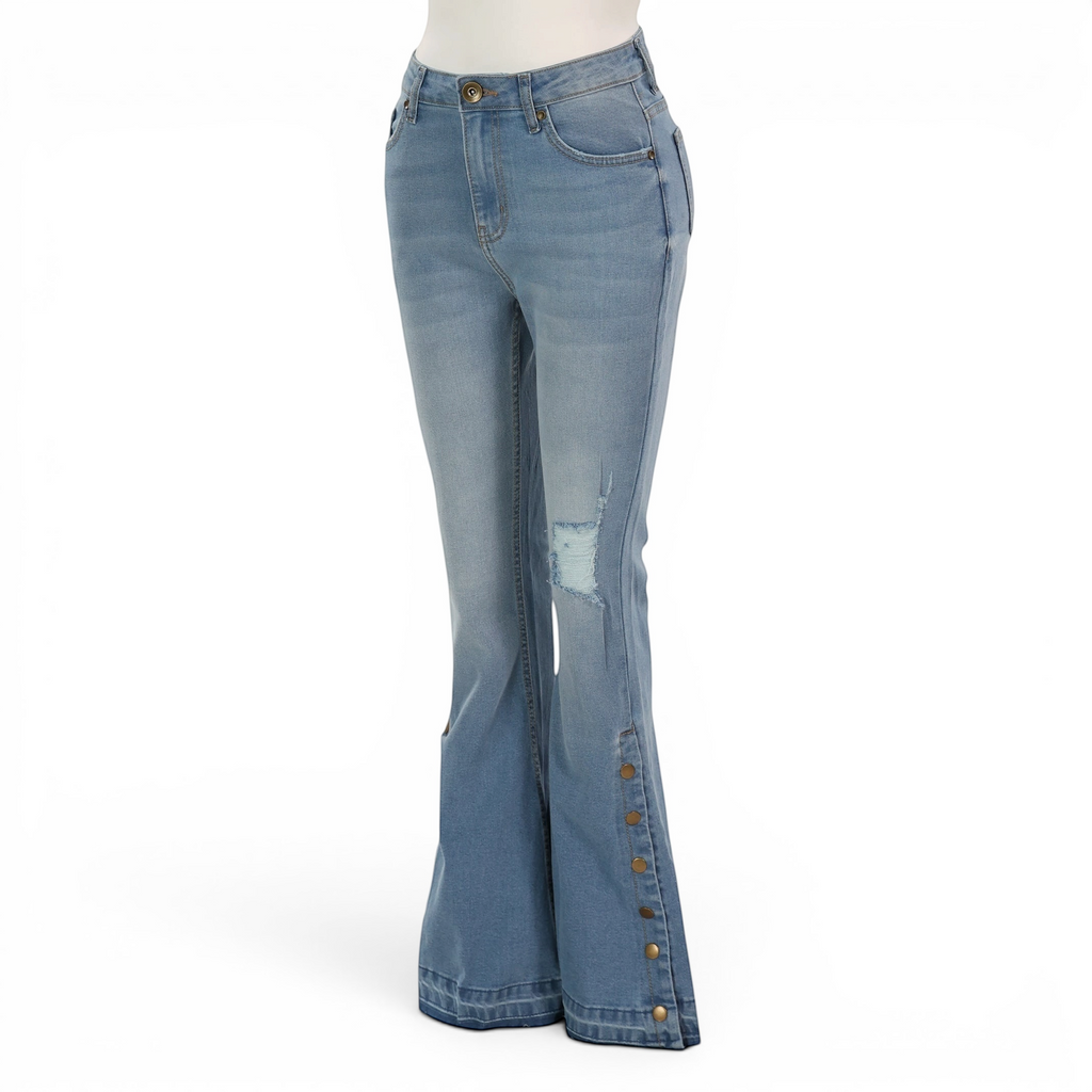 Regina Flared Button Accent Leg Jeans