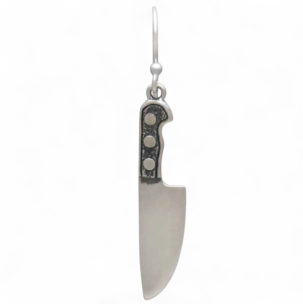 Sterling Silver Kitchen Knife Dangle Earrings – Edgy Handmade Statement Jewelry