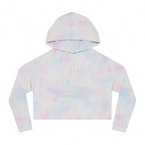 Camo Cropped Sweatshirt - Stay Feral, Trendy Streetwear, Gift for Her, Casual Outfit, Music Festival Apparel, Edgy Fashion