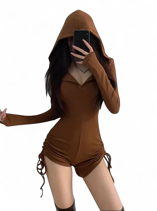 Hooded Long Sleeve Romper