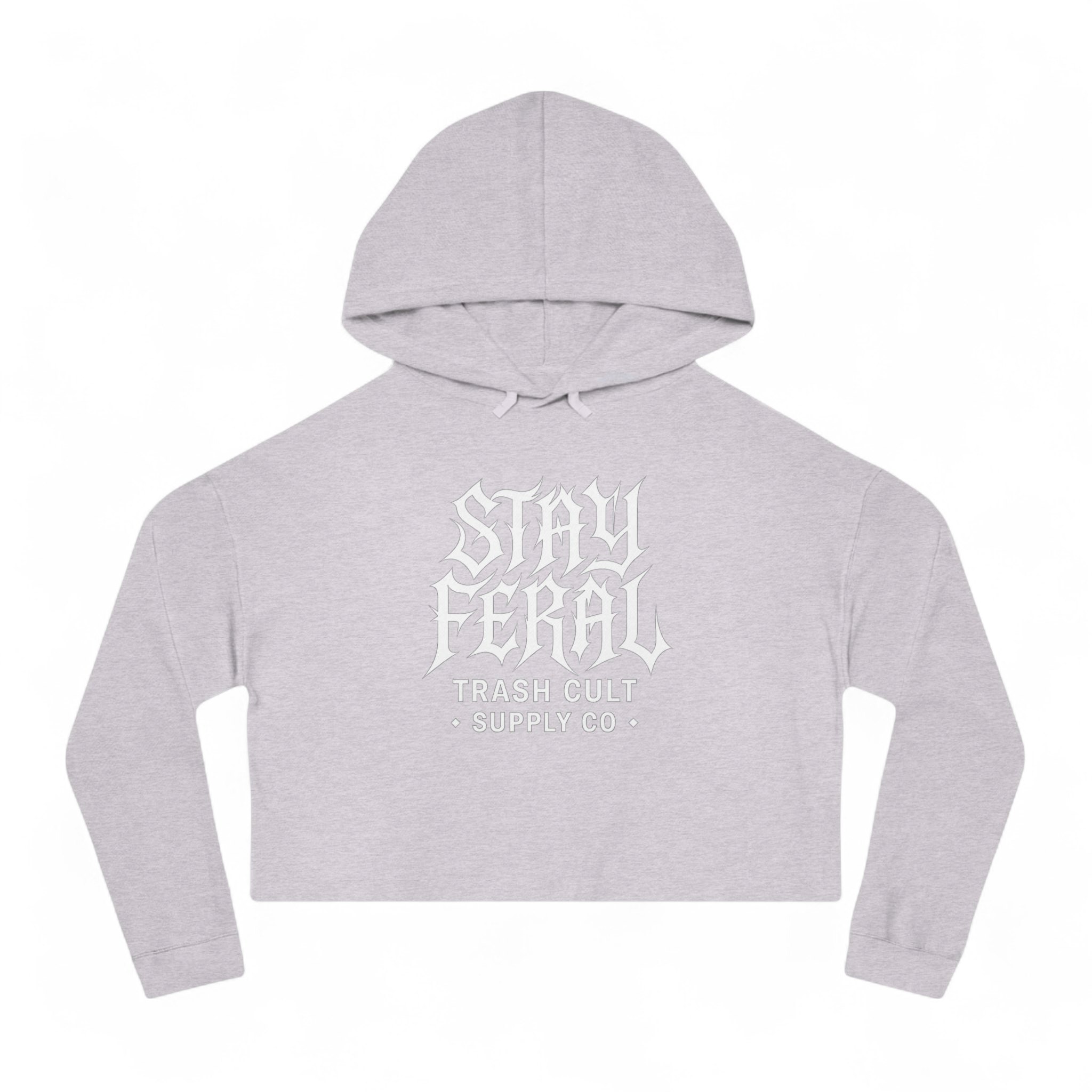 Camo Cropped Sweatshirt - Stay Feral, Trendy Streetwear, Gift for Her, Casual Outfit, Music Festival Apparel, Edgy Fashion