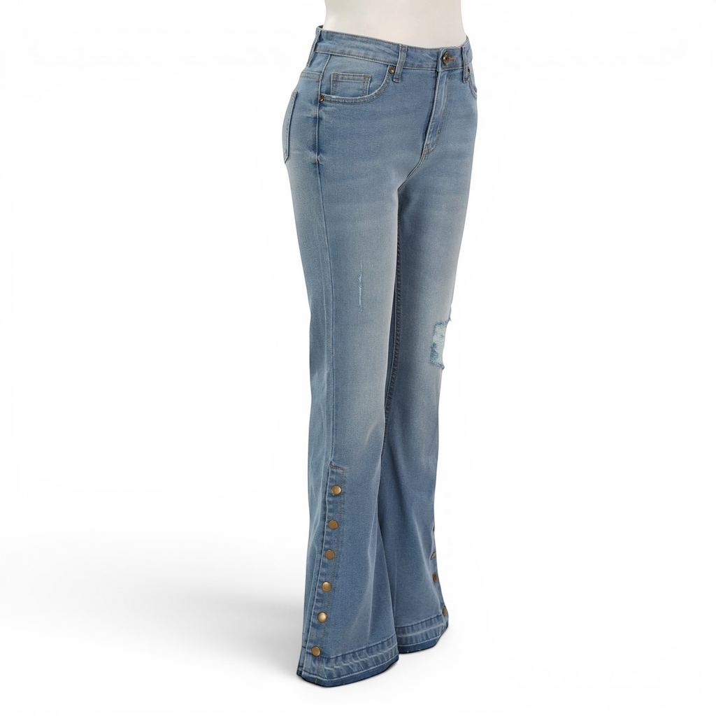Regina Flared Button Accent Leg Jeans