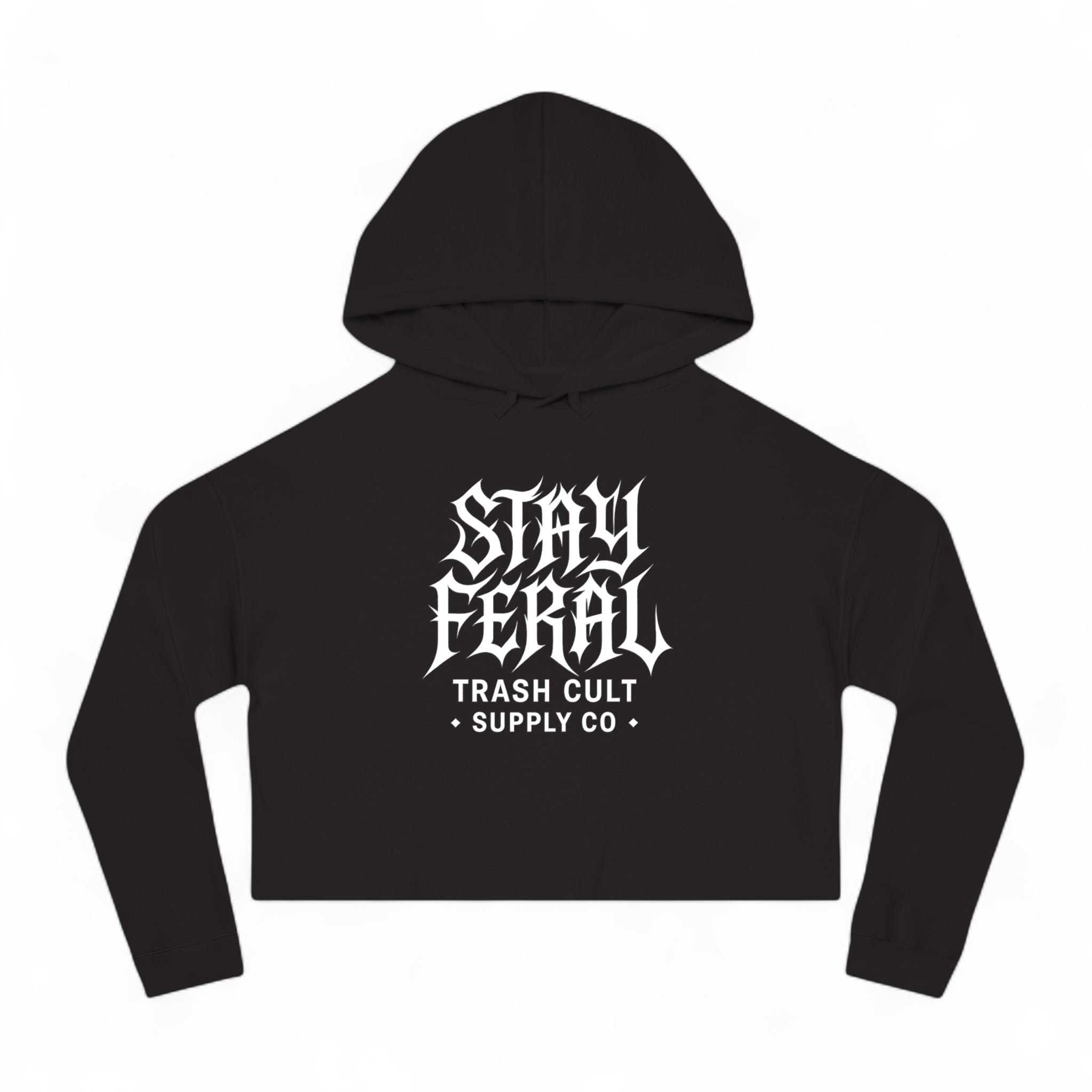 Camo Cropped Sweatshirt - Stay Feral, Trendy Streetwear, Gift for Her, Casual Outfit, Music Festival Apparel, Edgy Fashion